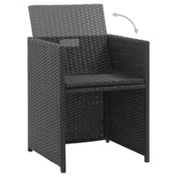 Set da Pranzo da Giardino 9 pz con Cuscini in Polyrattan Nero  cod mxl 35157