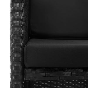 Set da Pranzo da Giardino 9 pz con Cuscini in Polyrattan Nero  cod mxl 35157