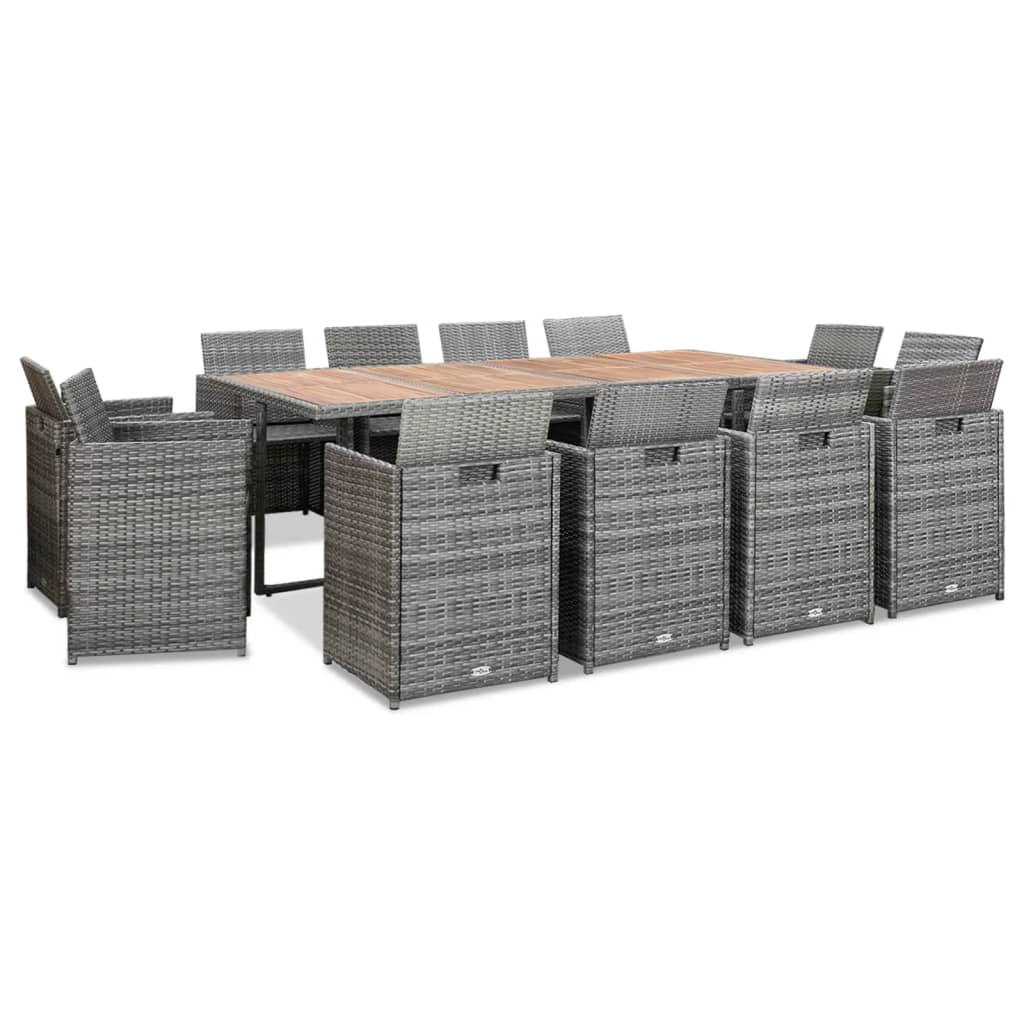 Set da Pranzo per Esterni 13pz con Cuscini Polyrattan Antracite 46383