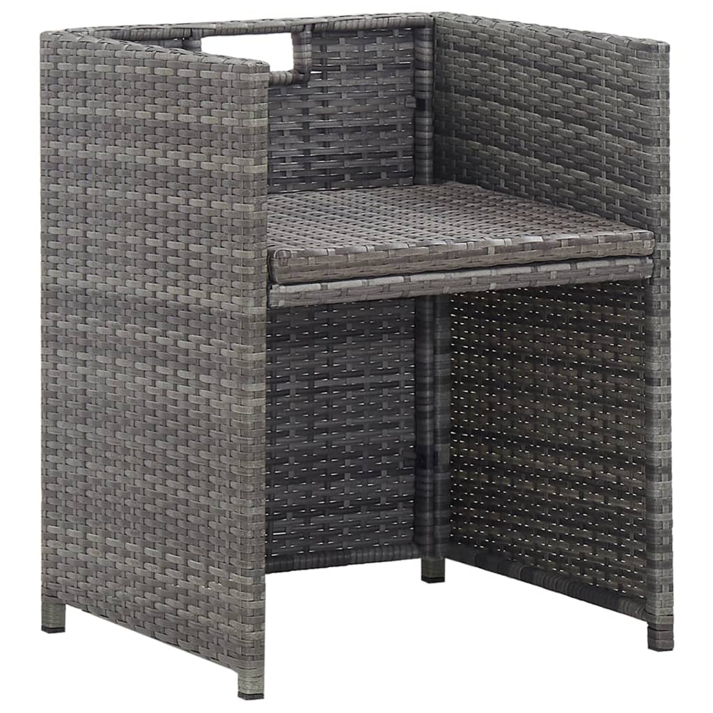 Set da Pranzo per Esterni 13pz con Cuscini Polyrattan Antracite 46383