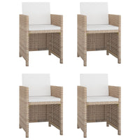 Set da Pranzo da Giardino 5 pz con Cuscini in Polyrattan Beige cod mxl 34567