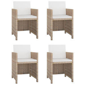 Set da Pranzo da Giardino 5 pz con Cuscini in Polyrattan Beige cod mxl 34567