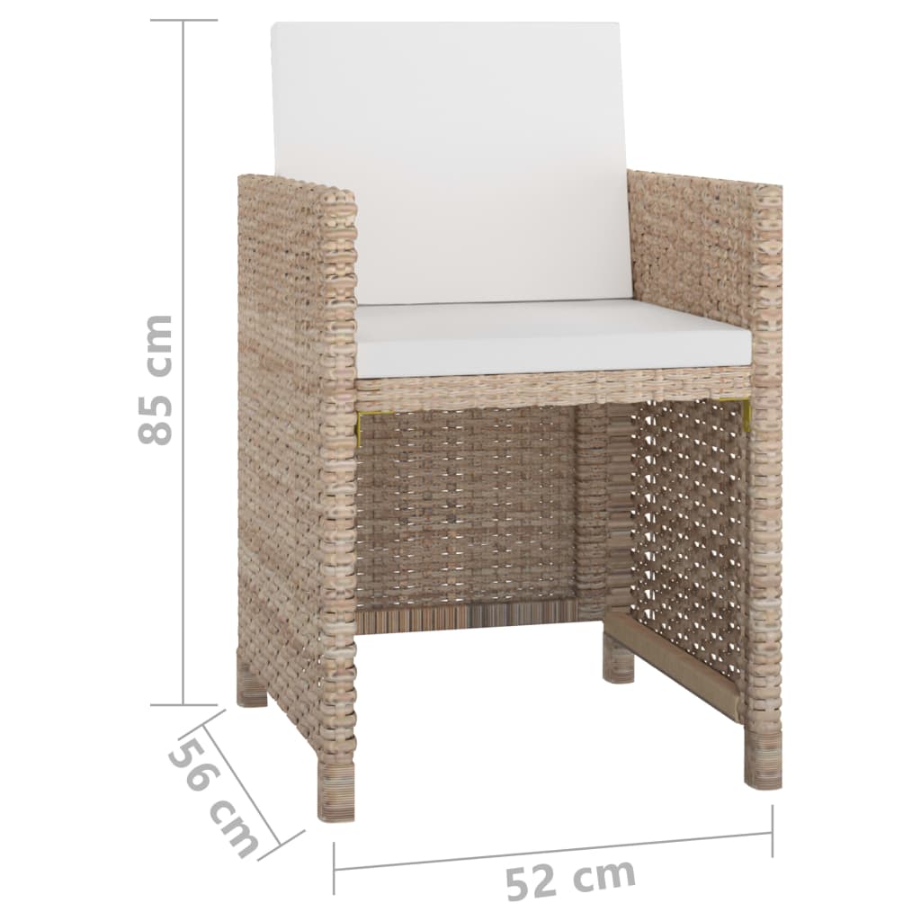 Set da Pranzo da Giardino 5 pz con Cuscini in Polyrattan Beige cod mxl 34567