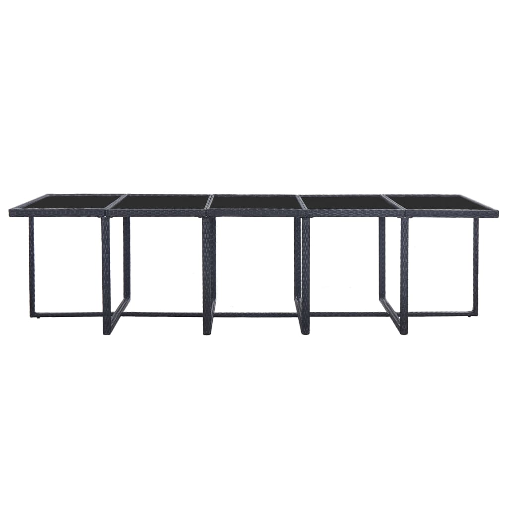 Set da Pranzo da Giardino 15 pz con Cuscini in Polyrattan Nero 46420