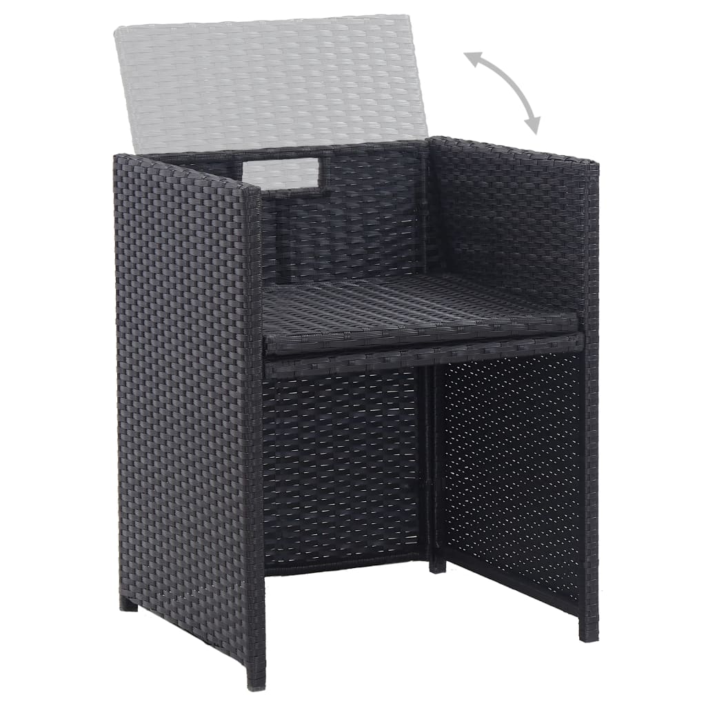 Set da Pranzo da Giardino 17 pz con Cuscini in Polyrattan Nero 46427