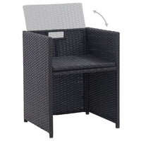 Set da Pranzo da Giardino 17 pz con Cuscini in Polyrattan Nero 46427