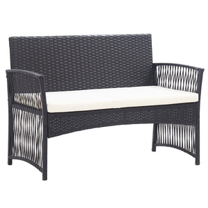 Set Divani da Giardino 4 pz con Cuscini in Polyrattan Nero 46434