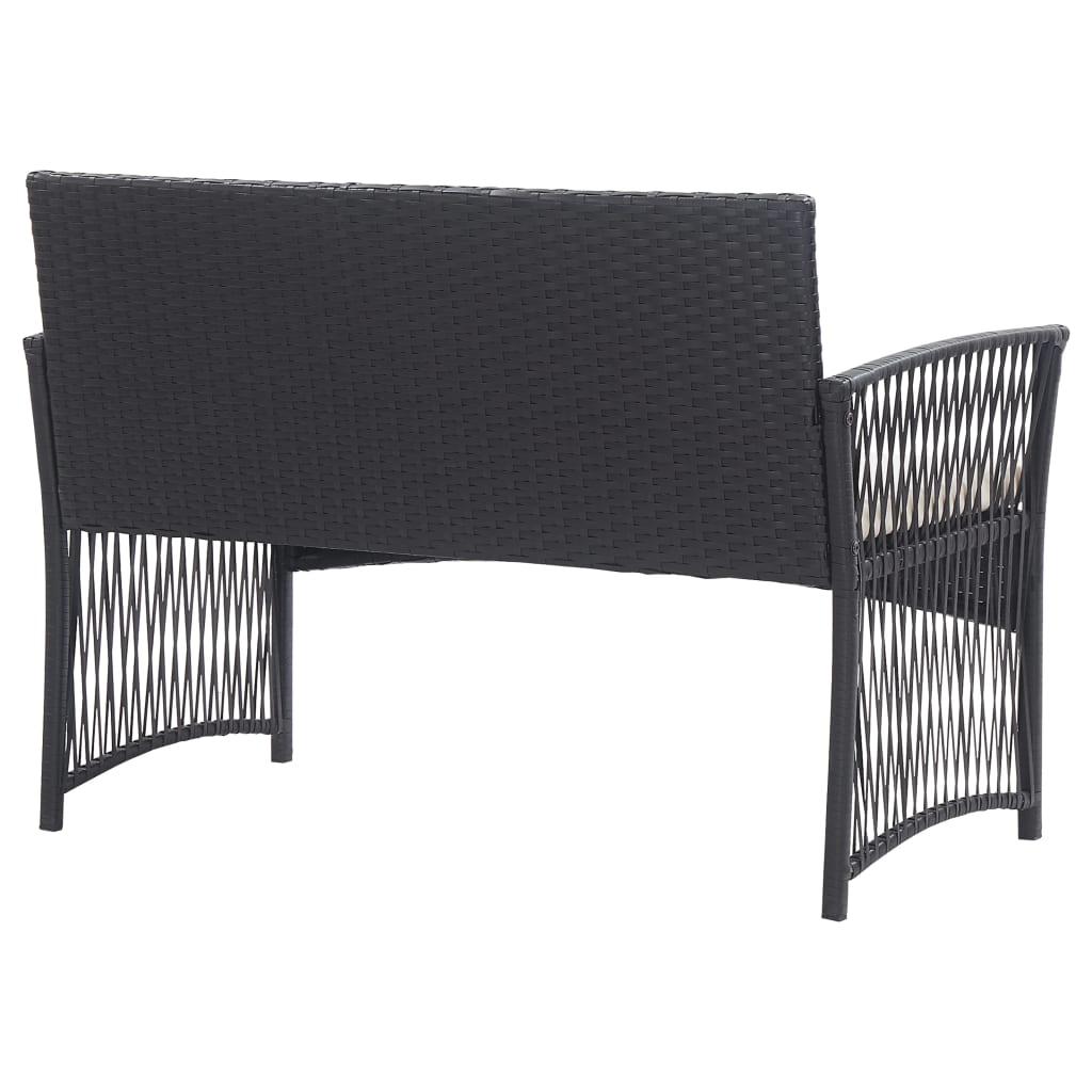 Set Divani da Giardino 4 pz con Cuscini in Polyrattan Nero 46434