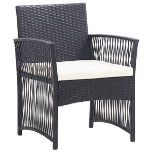 Set Divani da Giardino 4 pz con Cuscini in Polyrattan Nero 46434