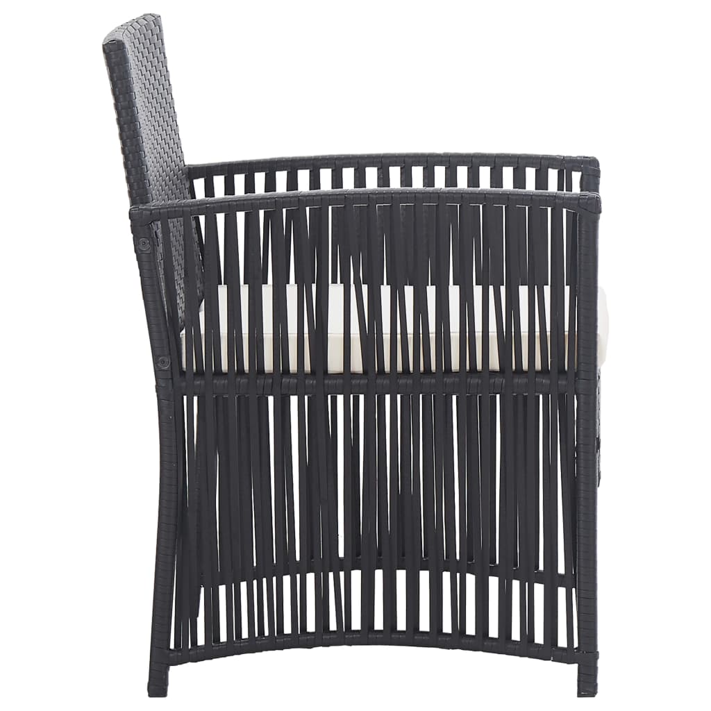 Set Divani da Giardino 4 pz con Cuscini in Polyrattan Nero 46434