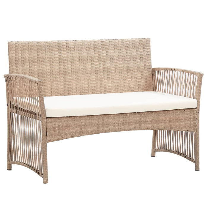 Set Divani da Giardino 4 pz con Cuscino in Polyrattan Beige cod mxl 55719