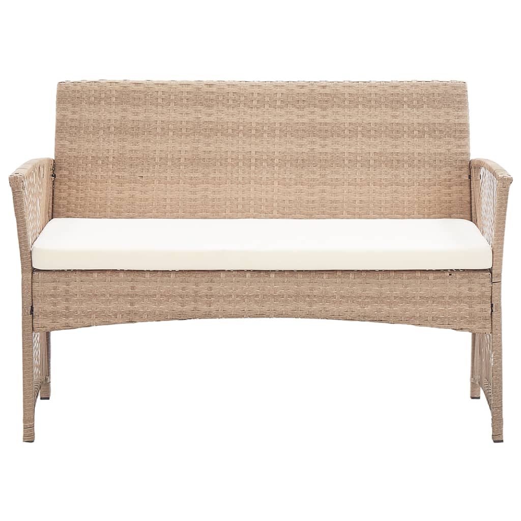 Set Divani da Giardino 4 pz con Cuscino in Polyrattan Beige cod mxl 55719