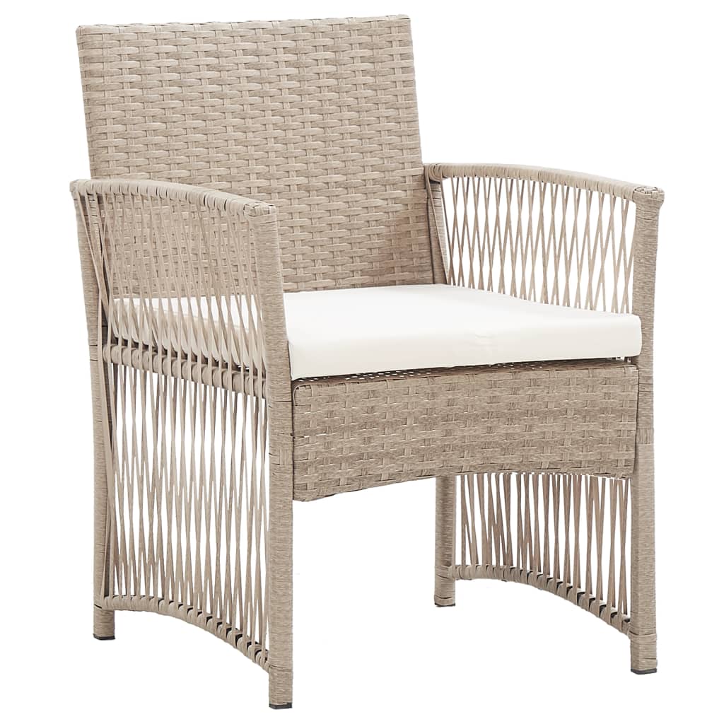 Poltrone da Giardino con Cuscini 2 pz Beige in Polyrattan cod mxl 17457