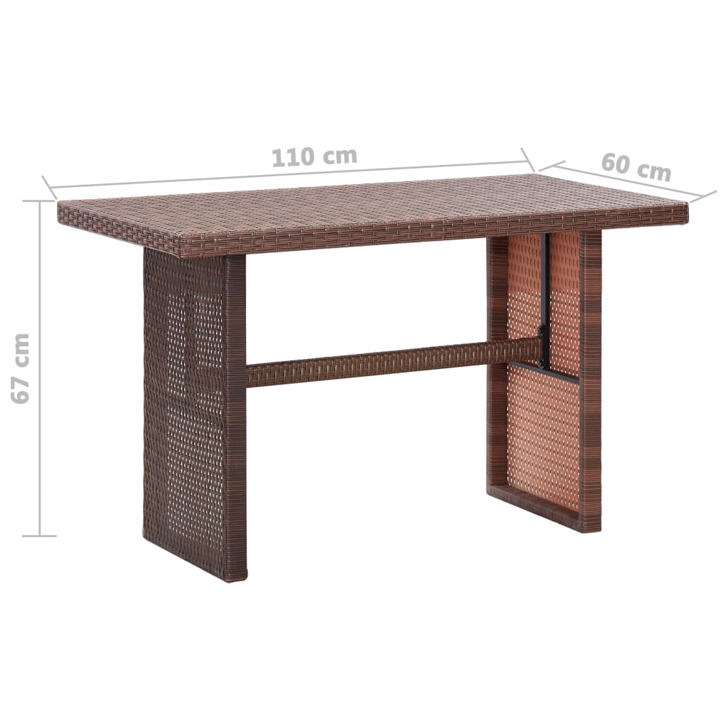 Tavolo da Giardino Marrone 110x60x67 cm in Polyrattan 46443