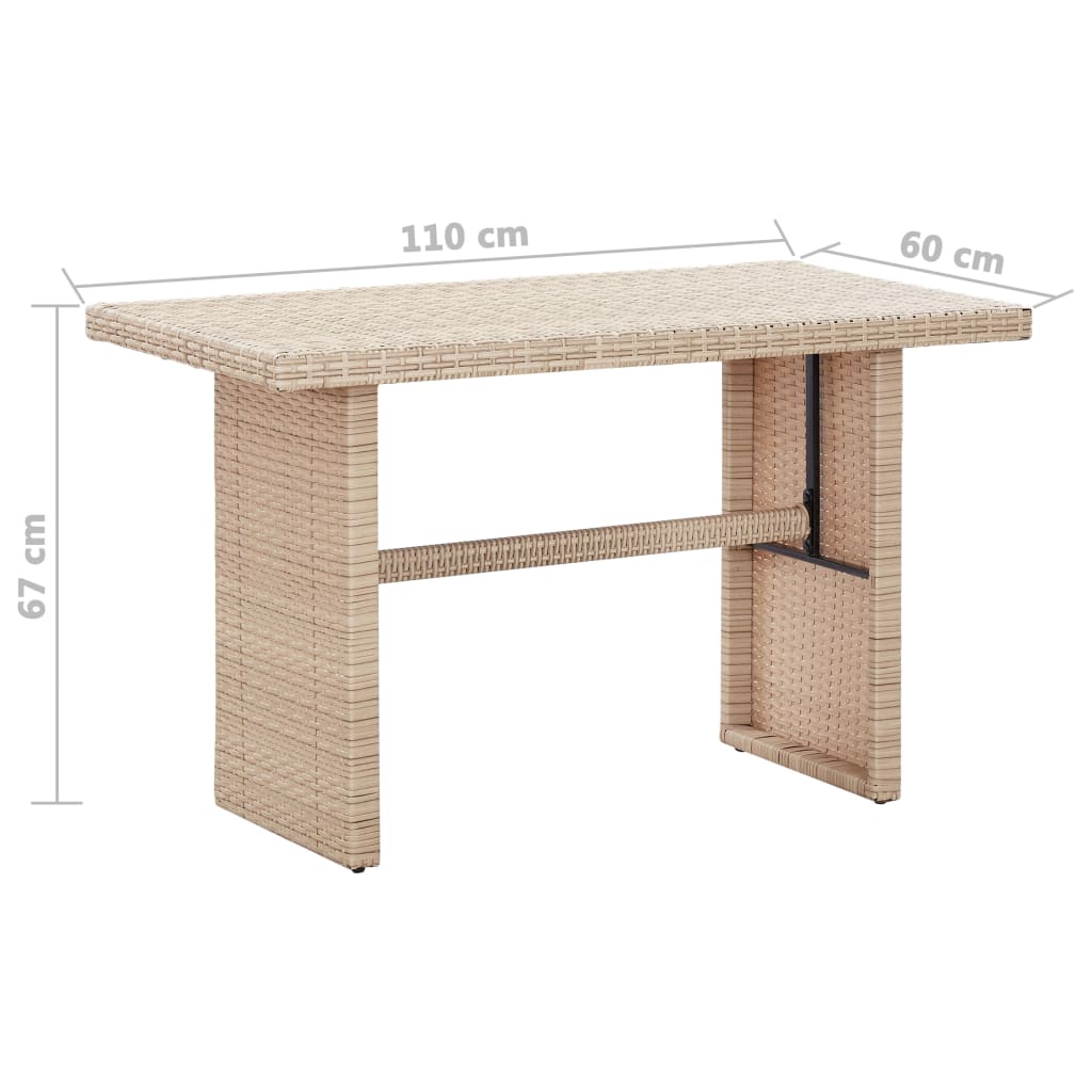 Tavolo da Giardino Beige 110x60x67 cm in Polyrattan