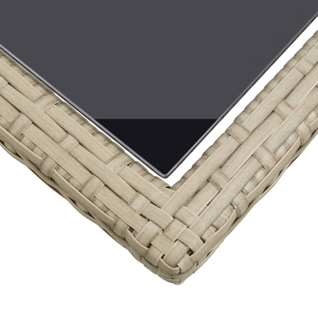 Tavolo da Giardino Beige 110x53x72 cm in Vetro e Polyrattan 46454