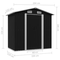 Capanno Attrezzi da Giardino Antracite Acciaio 204x132x186 cm cod mxl 65903