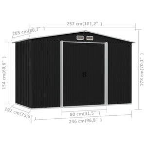 Capanno per Attrezzi Antracite in Acciaio 257x205x178 cm 47030