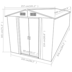 Capanno da Giardino Verde 257x990x181cm in Acciaio Zincato cod mxl 65793