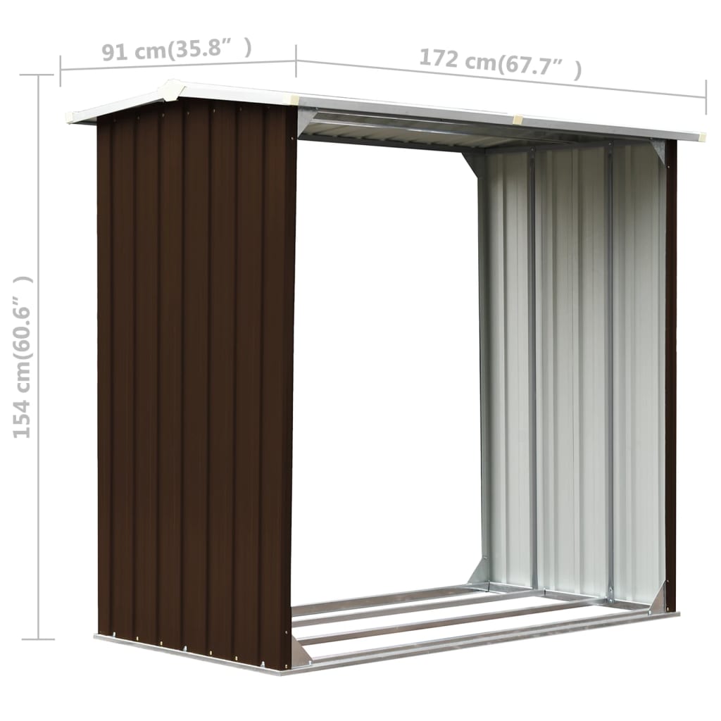 Capannone in Acciaio Zincato 172x91x154 cm Marrone 47081