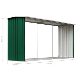 Capannone da Giardino in Acciaio Zincato 330x92x153cm Verde 47086