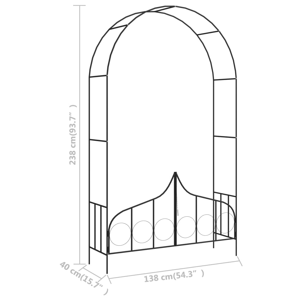 Arco da Giardino con Porta Nero 138x40x238 cm in Ferro 47092