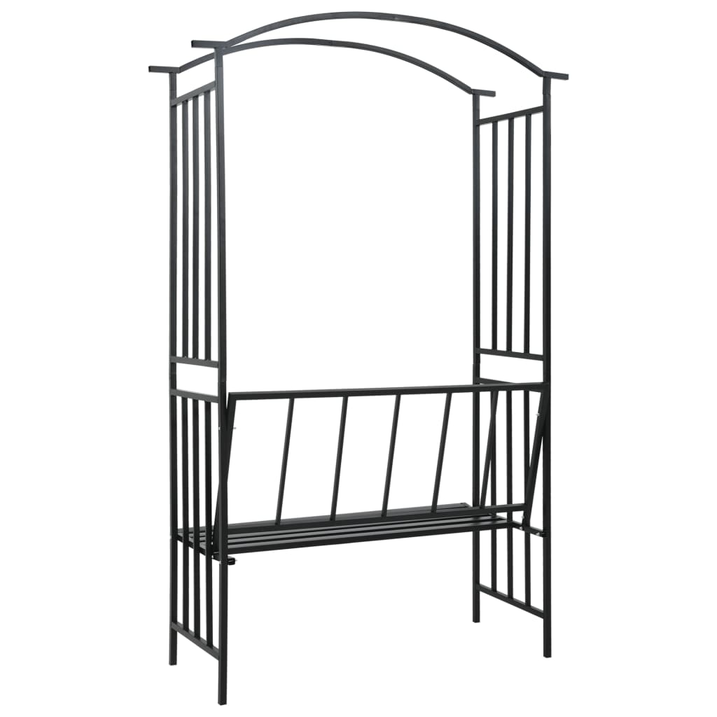 Arco da Giardino con Panca Nero 128x50x207 cm in Ferro  cod mxl 74345