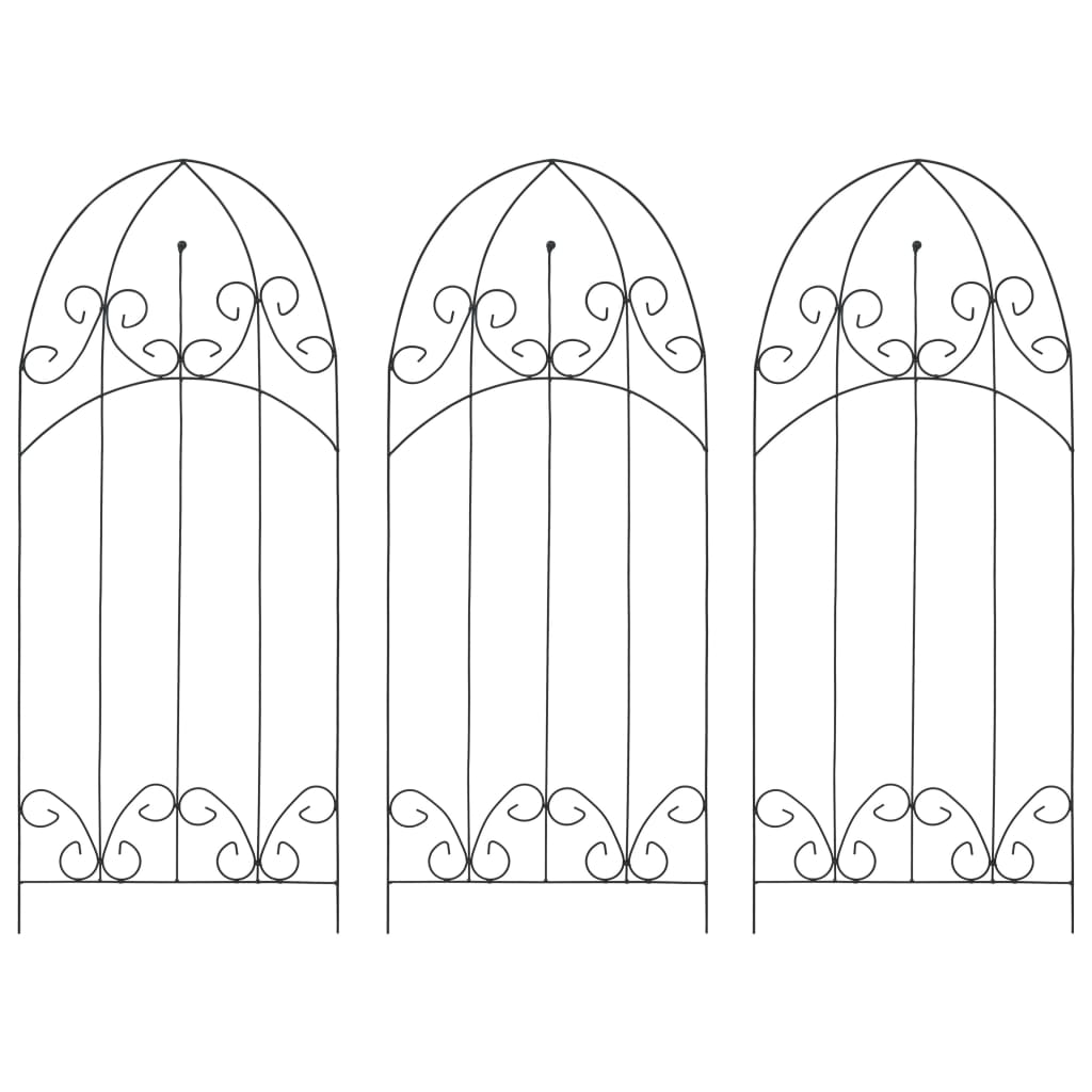 Supporti da Giardino per Piante 3 pz Neri 40x100 cm in Ferro 47098