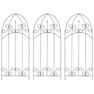 Supporti da Giardino per Piante 3 pz Neri 40x100 cm in Ferro 47098