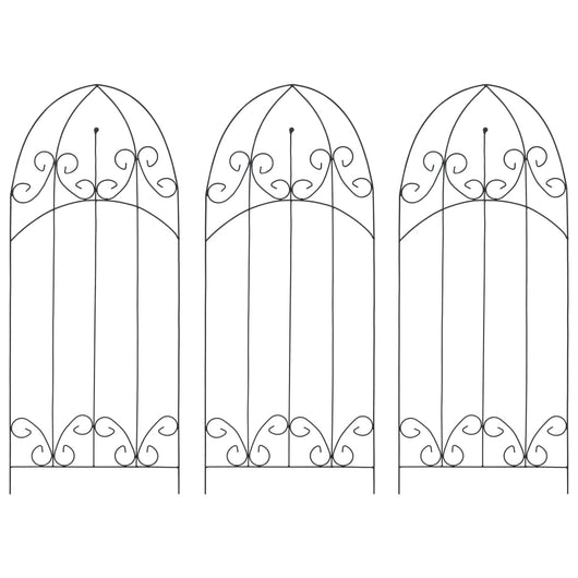 Supporti da Giardino per Piante 3 pz Neri 40x100 cm in Ferro 47098