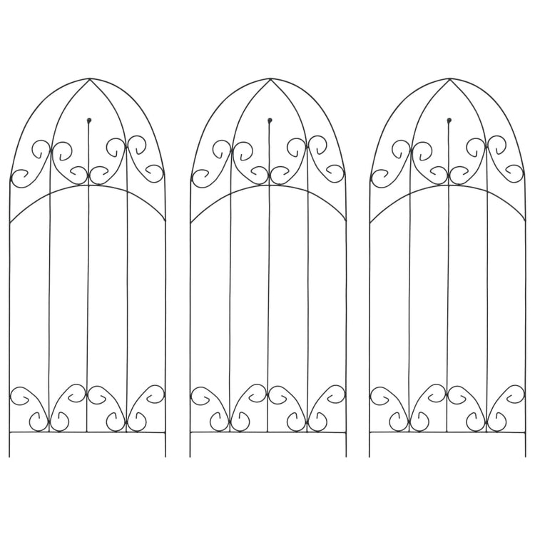 Supporti da Giardino per Piante 3 pz Neri 40x100 cm in Ferro 47098