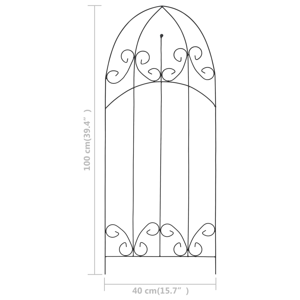 Supporti da Giardino per Piante 3 pz Neri 40x100 cm in Ferro 47098