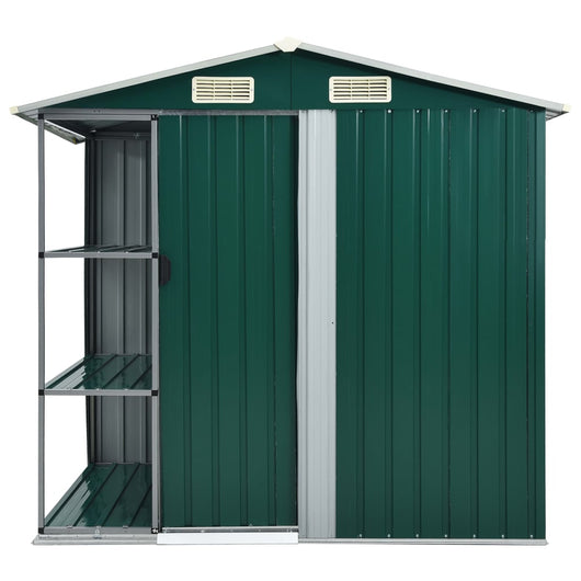 Capanno da Giardino con Scaffali Verde 205x130x183 cm in Ferro 47104