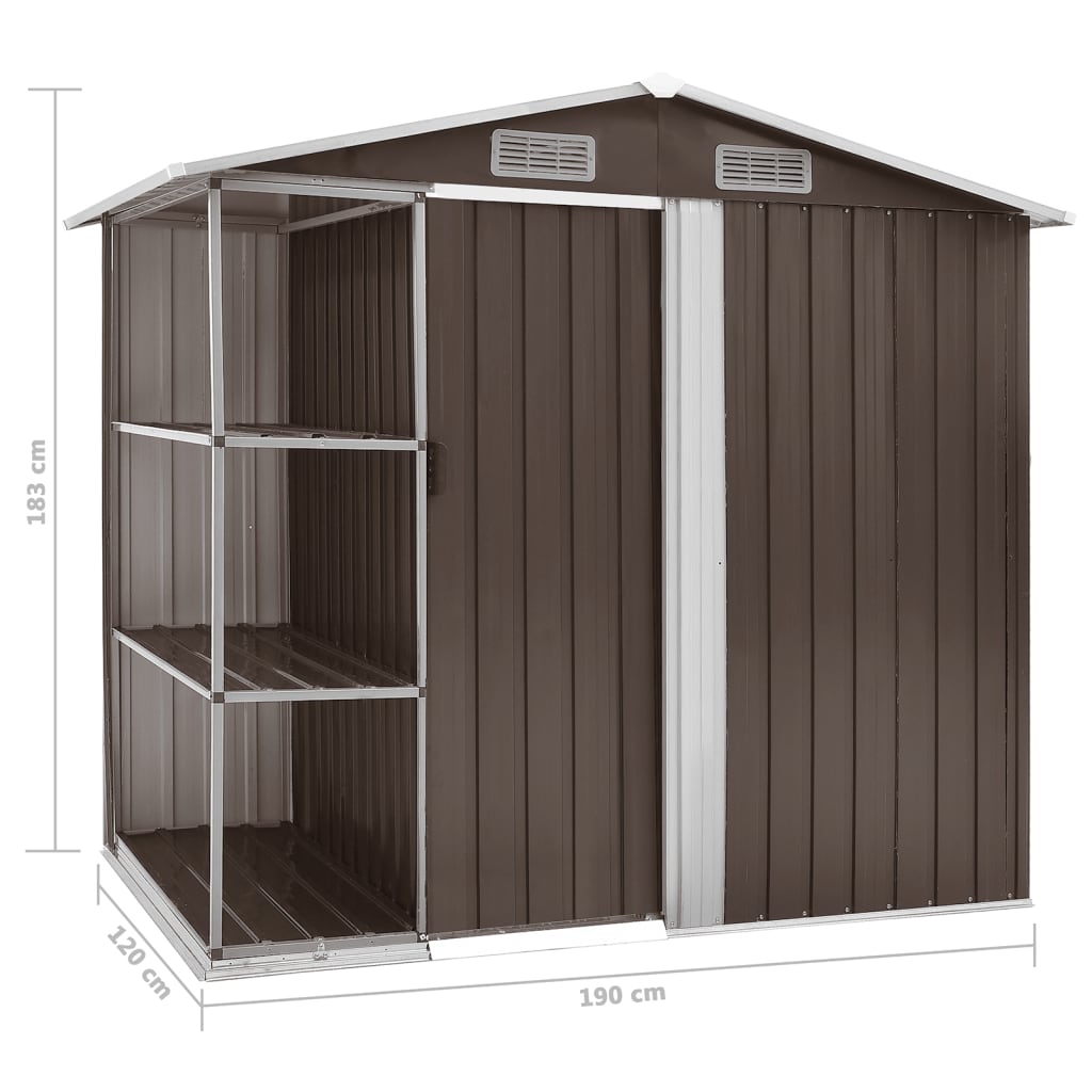 Capanno da Giardino con Scaffali Marrone 205x130x183 cm Ferro cod mxl 65872