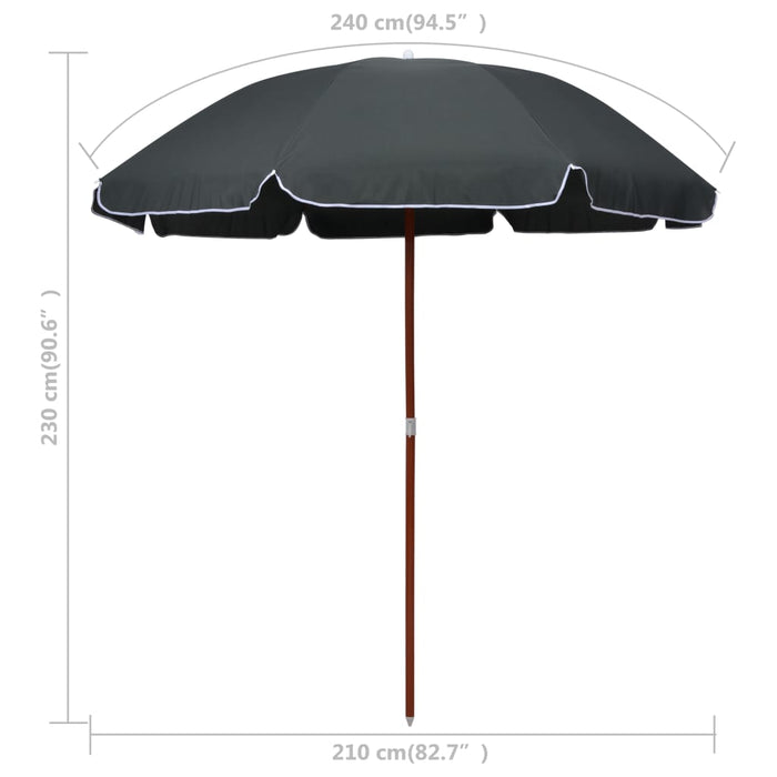 Ombrellone con Palo in Acciaio 240 cm Antracite cod mxl 17244