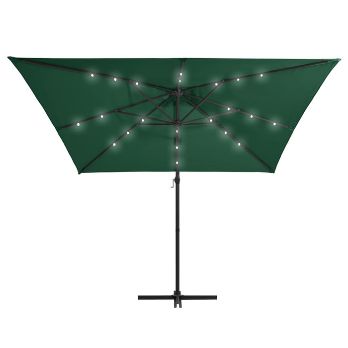 Ombrellone a Sbalzo con LED e Palo in Acciaio 250x250 cm Verde cod 8613