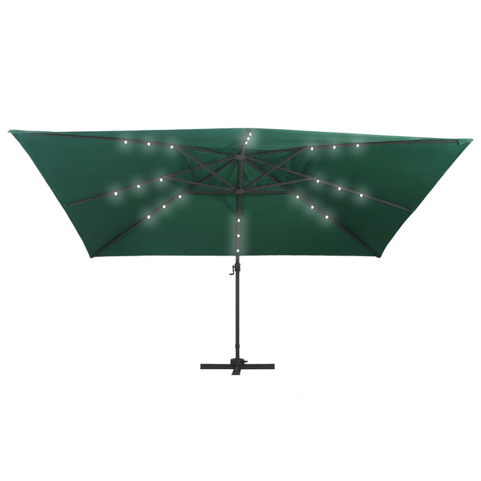 Ombrellone a Sbalzo con LED Palo in Alluminio 400x300 cm Verde 47005