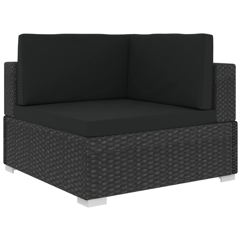 Set Divani da Giardino 7 pz con Cuscini in Polyrattan Nero cod mxl 40745