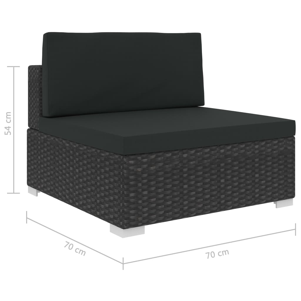 Set Divani da Giardino 7 pz con Cuscini in Polyrattan Nero cod mxl 40745