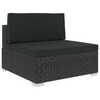 Set Divani da Giardino 6 pz con Cuscini in Polyrattan Nero 47257