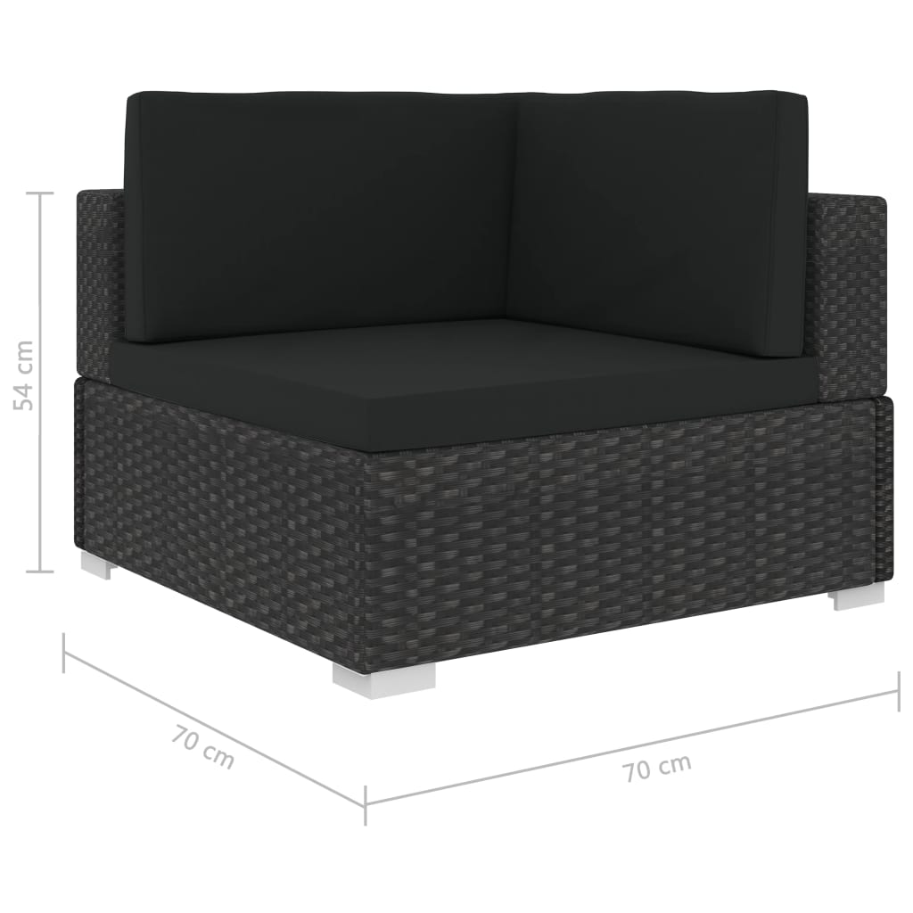 Set Divani da Giardino 6 pz con Cuscini in Polyrattan Nero 47257