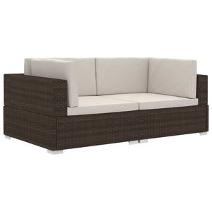 Poltrone Modulari ad Angolo con Cuscini 2 pz Polyrattan Marrone 47261