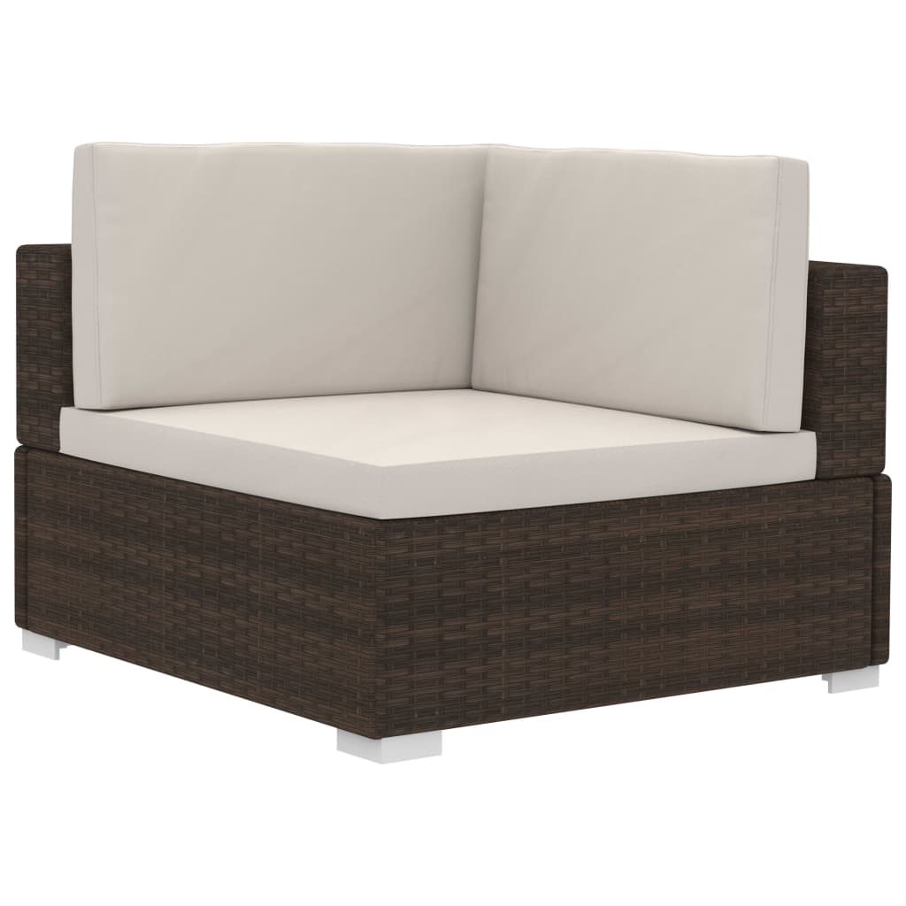 Poltrone Modulari ad Angolo con Cuscini 2 pz Polyrattan Marrone 47261