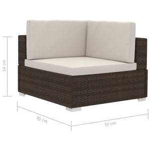 Poltrone Modulari ad Angolo con Cuscini 2 pz Polyrattan Marrone 47261