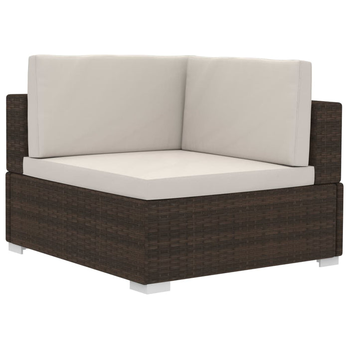 Set Divani da Giardino 3 pz con Cuscini in Polyrattan Marrone cod mxl 43228