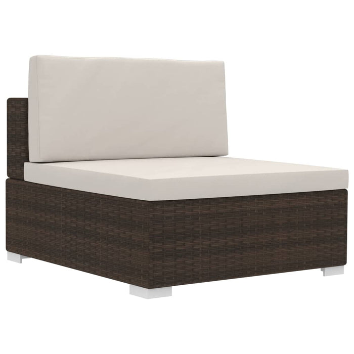 Set Divani da Giardino 3 pz con Cuscini in Polyrattan Marrone cod mxl 43228