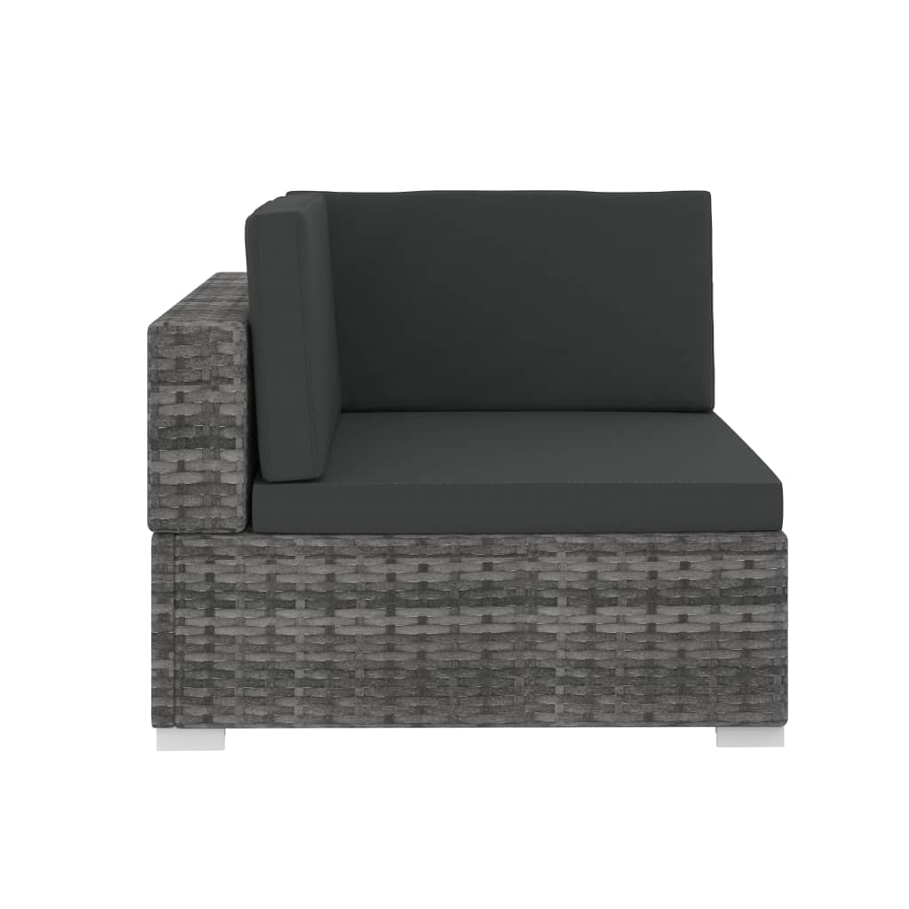 Set Divani da Giardino 3 pz con Cuscini in Polyrattan Grigio