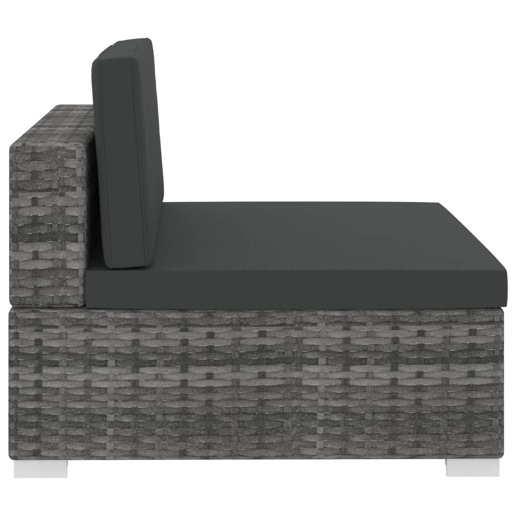 Set Divani da Giardino 3 pz con Cuscini in Polyrattan Grigio 47266