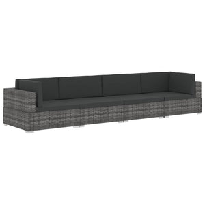 Set Divani da Giardino 4 pz con Cuscini in Polyrattan Grigio 47270