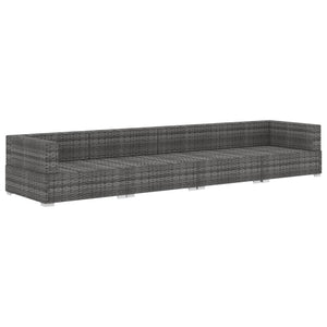 Set Divani da Giardino 4 pz con Cuscini in Polyrattan Grigio 47270